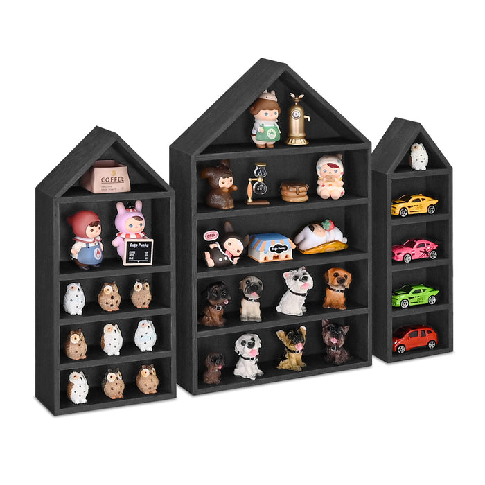 3 Pcs Set House-Shaped Shelf Wooden Shadow Cubby Box Display Shelf