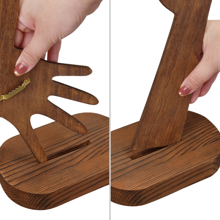 #WD610L-BRX2﻿ 2 Pcs Set Multi-Functional Wooden Hand-Shaped Jewelry Display Stand