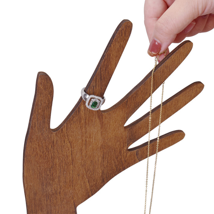 #WD610L-BRX2﻿ 2 Pcs Set Multi-Functional Wooden Hand-Shaped Jewelry Display Stand