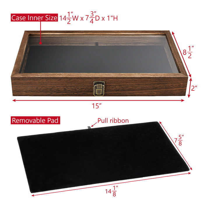 #WD83C+93-1 BK Wooden Jewelry Display Case with Black Velvet Pad