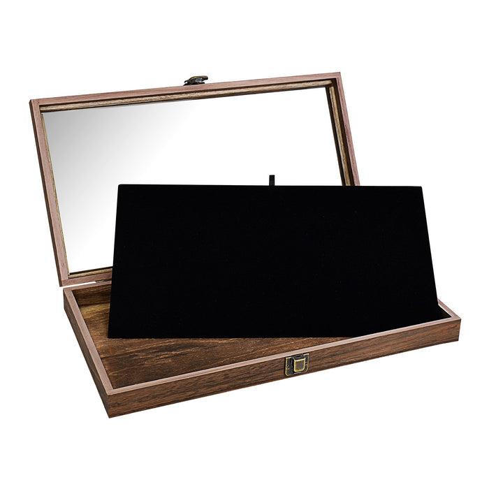 #WD83C+93-1 BK Wooden Jewelry Display Case with Black Velvet Pad