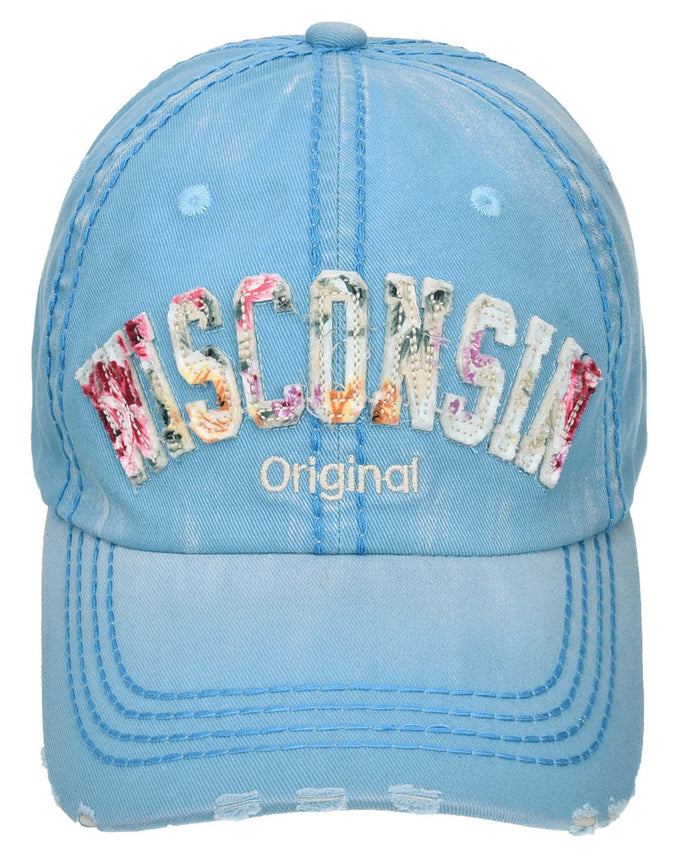 WI Blue Floral Baseball Cap