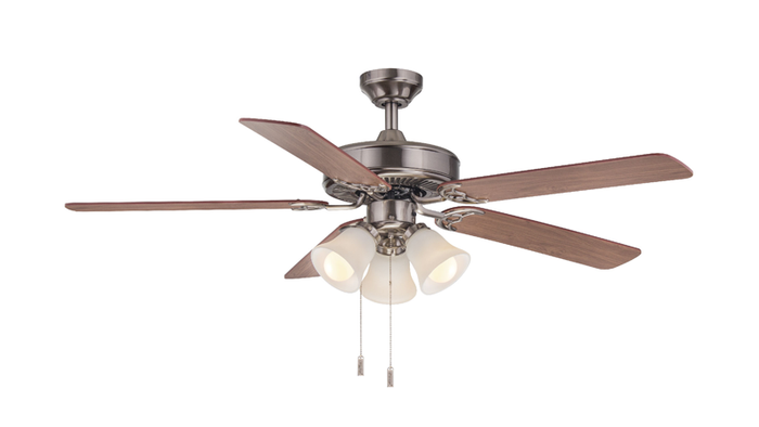Ceiling Fan Wind River Dalton WR1422 52" Ceiling Fan in Nickel, Oiled Bronze, White, or Matte Black with 3 Globe Lights Wind River Fans