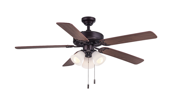 Ceiling Fan Wind River Dalton WR1422 52" Ceiling Fan in Nickel, Oiled Bronze, White, or Matte Black with 3 Globe Lights Wind River Fans