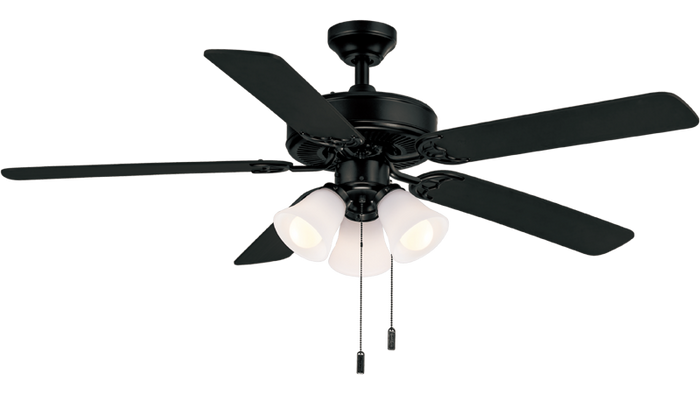 Ceiling Fan Wind River Dalton WR1422 52" Ceiling Fan in Nickel, Oiled Bronze, White, or Matte Black with 3 Globe Lights Wind River Fans