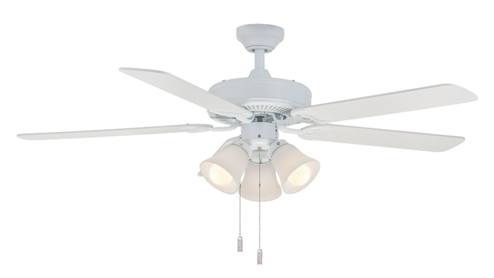 Ceiling Fan Wind River Dalton WR1422 52" Ceiling Fan in Nickel, Oiled Bronze, White, or Matte Black with 3 Globe Lights Wind River Fans
