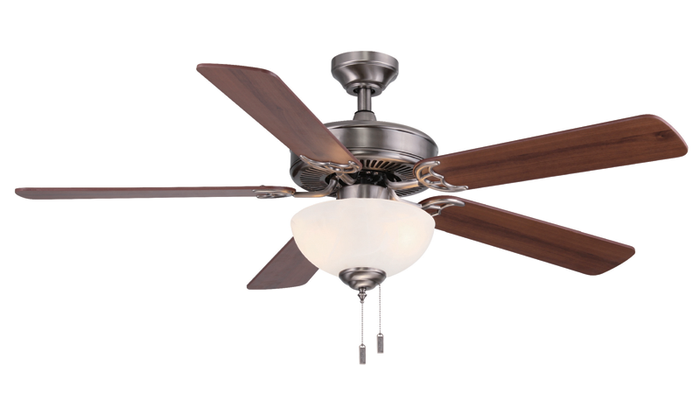 Ceiling Fan Wind River Dalton WR1423 52" Ceiling Fan in Matte Black, Nickel, Oiled Bronze, or White with Dome Light Wind River Fans