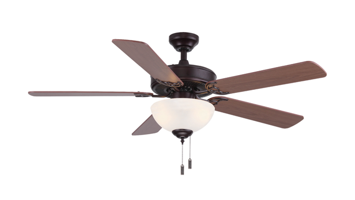 Ceiling Fan Wind River Dalton WR1423 52" Ceiling Fan in Matte Black, Nickel, Oiled Bronze, or White with Dome Light Wind River Fans