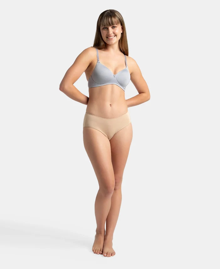 Wirefree Padded Microfiber Elastane Stretch Full Coverage T-Shirt Bra with Magic Under Cup - Lilac Grey