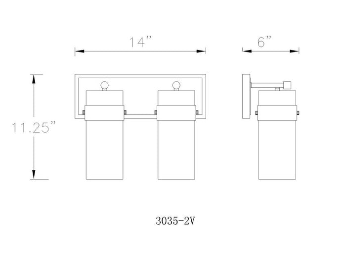 Wall Sconce / Vanity Z-Lite 3035-2V-MB Fontaine 2 Light Vanity Matte Black Z-Lite