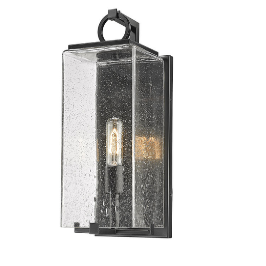 Outdoor Wall Light Z-Lite 592M-BK Sana Black Seedy Glass Outdoor Wall Sconce Z-Lite