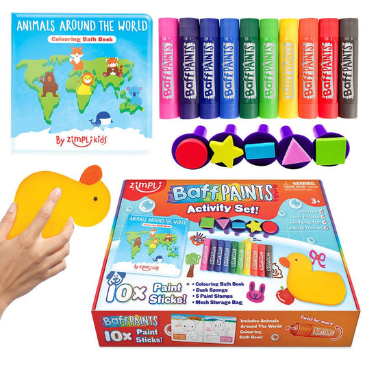 Zimpli Kids: Baff Paints - Activity Set and Colouring Book 10 pack